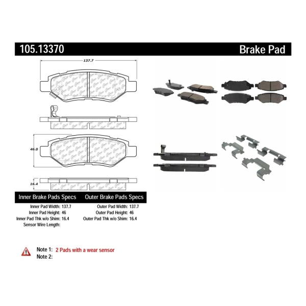 Centric Posi Quiet™ Ceramic Rear Disc Brake Pads 105.13370