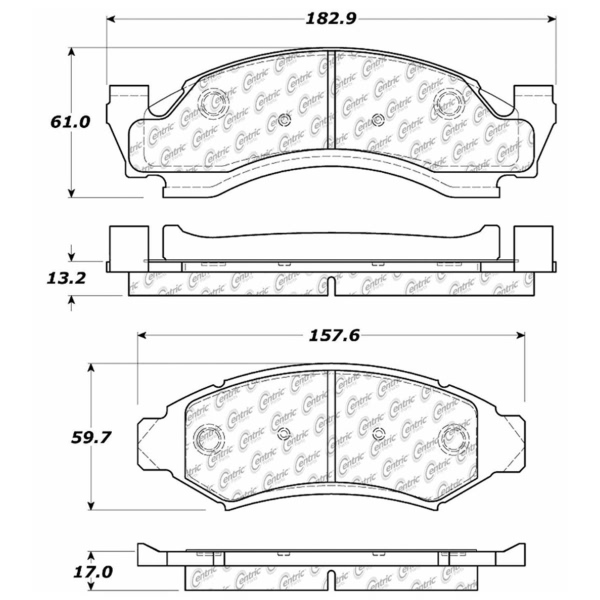 Centric Premium Semi-Metallic Front Disc Brake Pads 300.03750