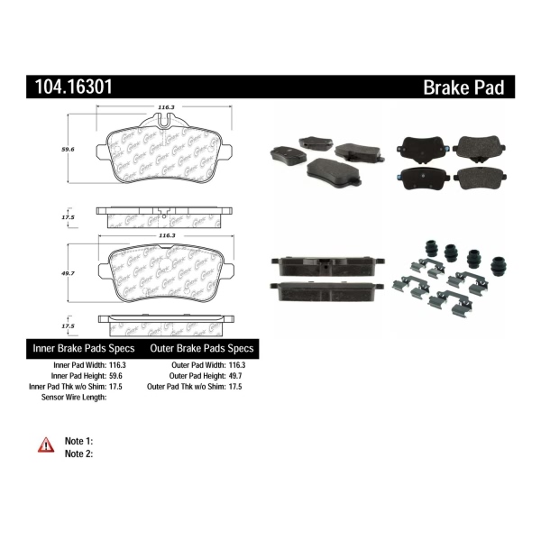 Centric Posi Quiet™ Semi-Metallic Rear Disc Brake Pads 104.16301