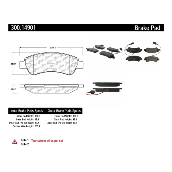 Centric Premium Semi-Metallic Rear Disc Brake Pads 300.14901