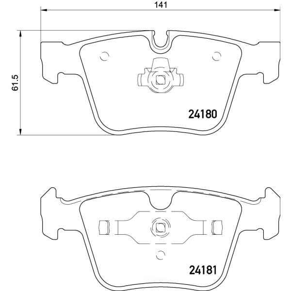 brembo Premium Low-Met OE Equivalent Rear Brake Pads P50116