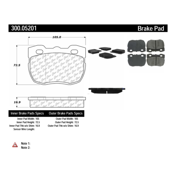 Centric Premium Semi-Metallic Front Disc Brake Pads 300.05201