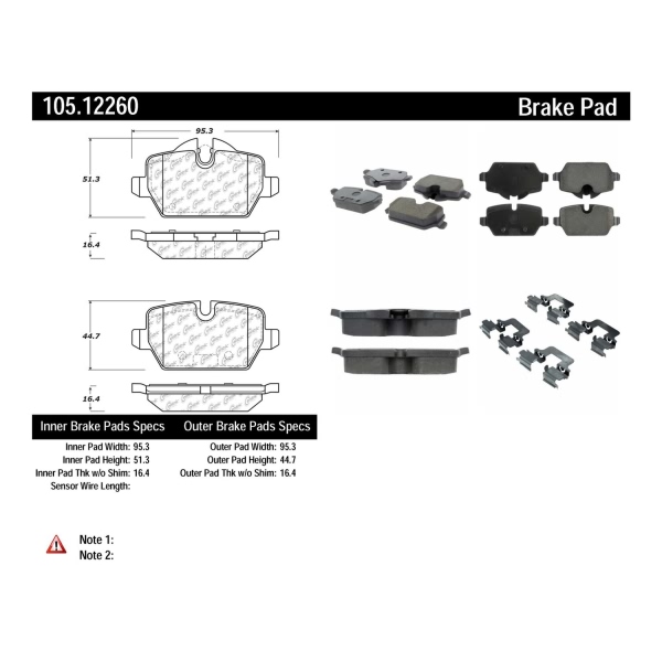 Centric Posi Quiet™ Ceramic Rear Disc Brake Pads 105.12260
