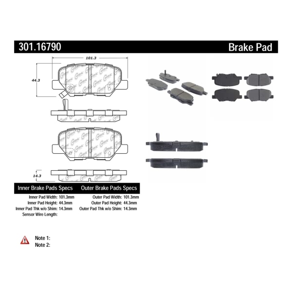 Centric Premium Ceramic Rear Disc Brake Pads 301.16790