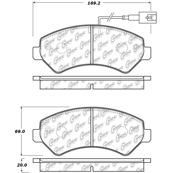 Centric Posi Quiet™ Extended Wear Semi-Metallic Front Disc Brake Pads 106.15402