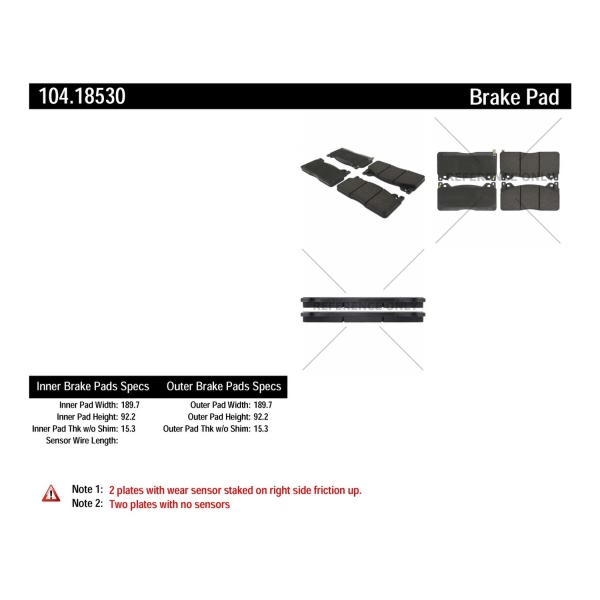 Centric Posi Quiet™ Semi-Metallic Front Disc Brake Pads 104.18530