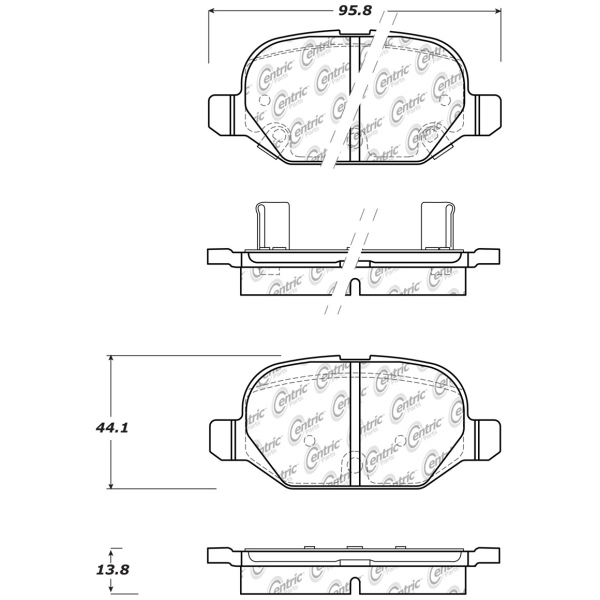 Centric Premium Ceramic Rear Disc Brake Pads 301.15690