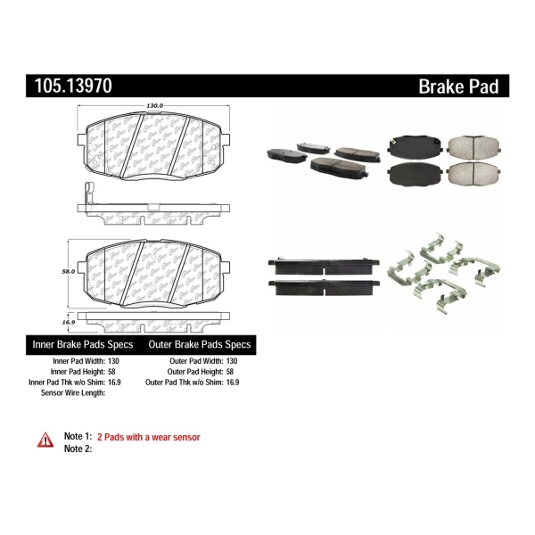 Centric Posi Quiet™ Ceramic Front Disc Brake Pads 105.13970