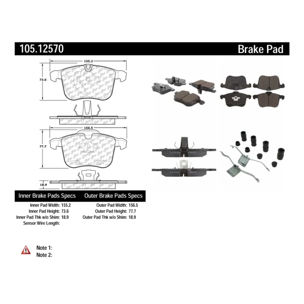 Centric Posi Quiet™ Ceramic Front Disc Brake Pads 105.12570