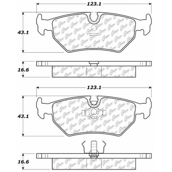 Centric Posi Quiet™ Semi-Metallic Rear Disc Brake Pads 104.05170