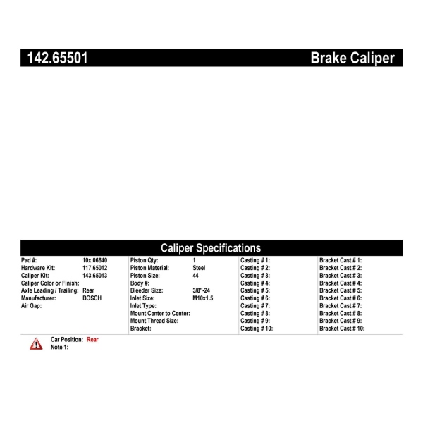 Centric Posi Quiet™ Loaded Rear Passenger Side Brake Caliper 142.65501