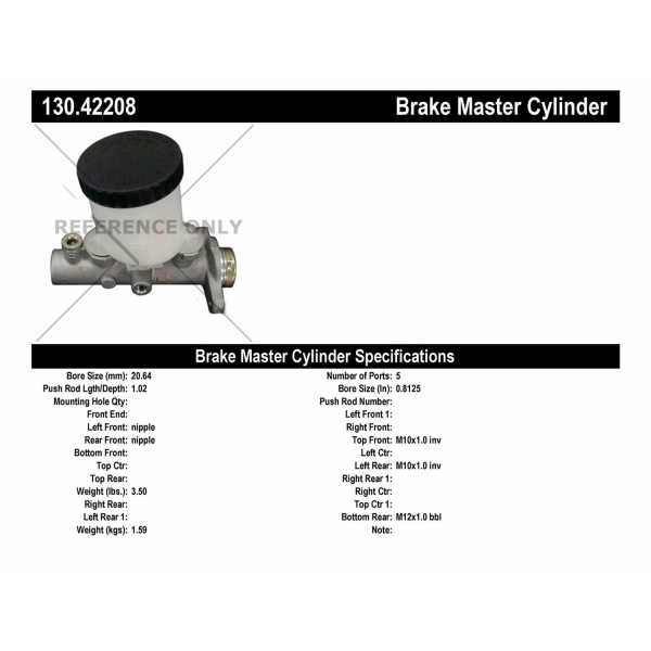 Centric Premium Brake Master Cylinder 130.42208