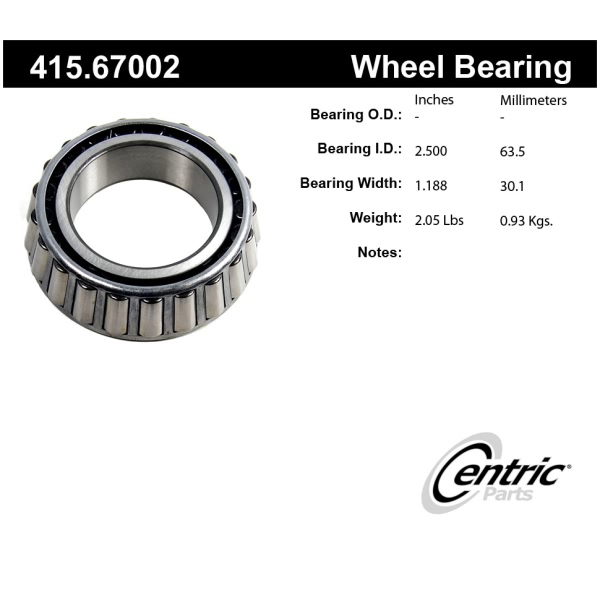 Centric Premium™ Rear Driver Side Inner Wheel Bearing 415.67002