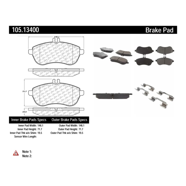 Centric Posi Quiet™ Ceramic Front Disc Brake Pads 105.13400