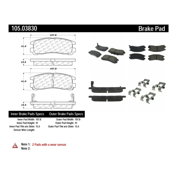 Centric Posi Quiet™ Ceramic Rear Disc Brake Pads 105.03830