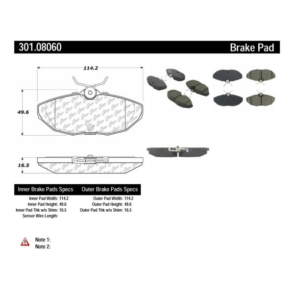 Centric Premium Ceramic Rear Disc Brake Pads 301.08060