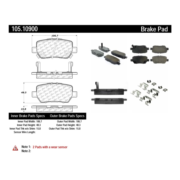 Centric Posi Quiet™ Ceramic Rear Disc Brake Pads 105.10900