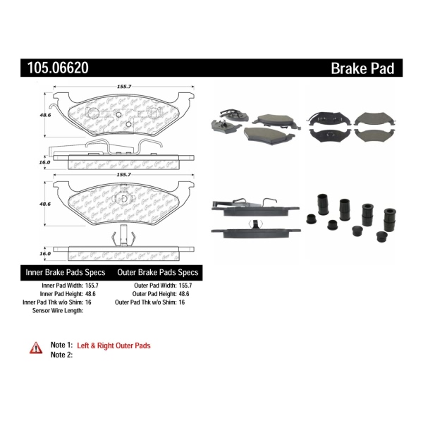 Centric Posi Quiet™ Ceramic Rear Disc Brake Pads 105.06620