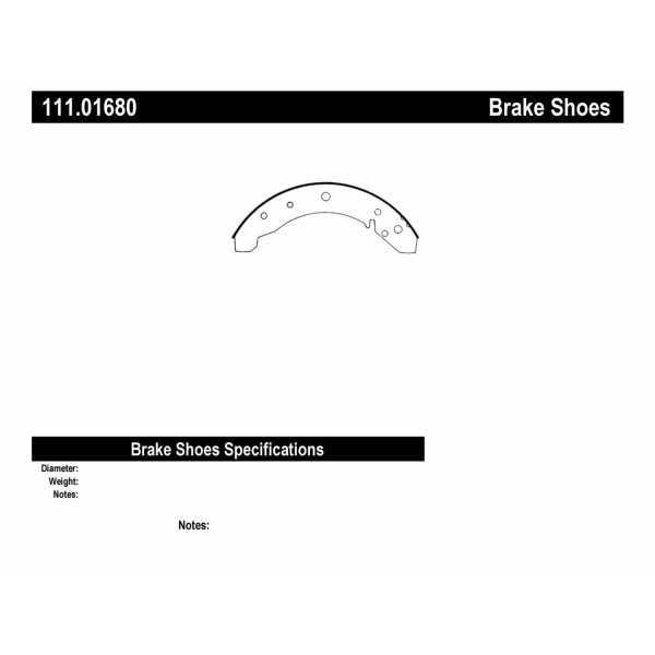 Centric Premium Rear Drum Brake Shoes 111.01680