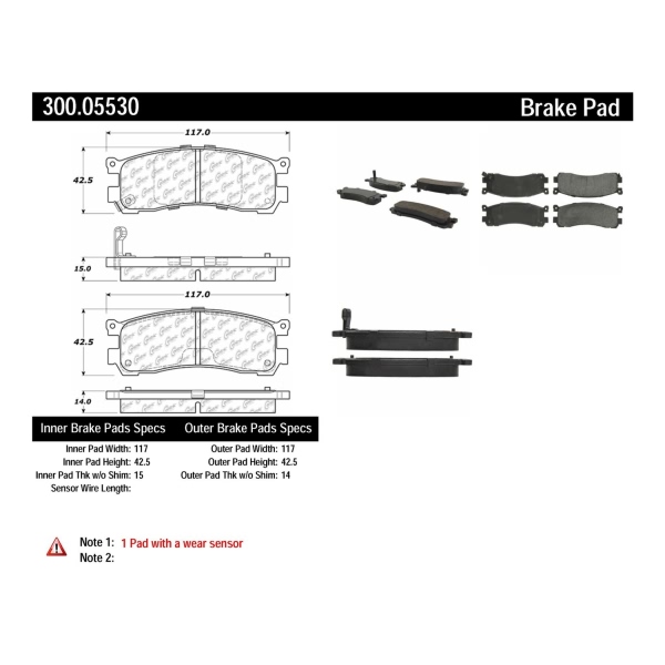 Centric Premium Semi-Metallic Rear Disc Brake Pads 300.05530