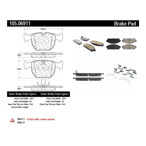 Centric Posi Quiet™ Ceramic Front Disc Brake Pads 105.06911