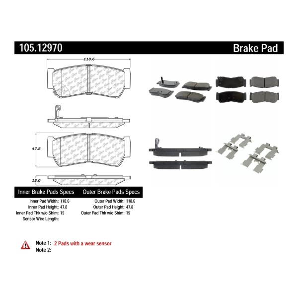 Centric Posi Quiet™ Ceramic Rear Disc Brake Pads 105.12970