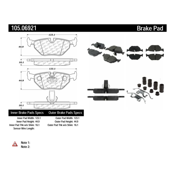 Centric Posi Quiet™ Ceramic Rear Disc Brake Pads 105.06921