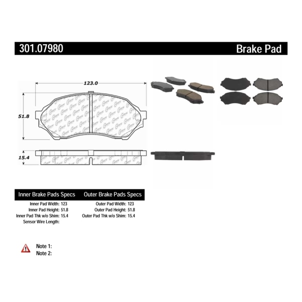 Centric Premium™ Ceramic Brake Pads With Shims And Hardware 301.07980