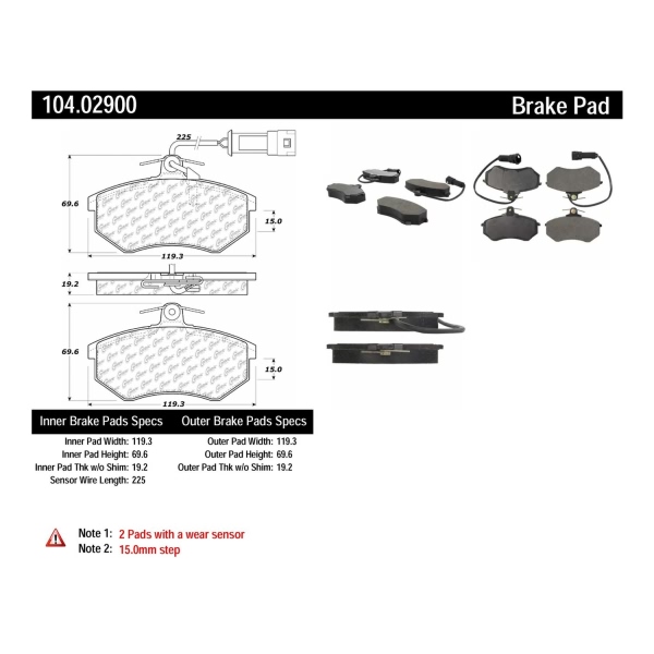Centric Posi Quiet™ Semi-Metallic Front Disc Brake Pads 104.02900