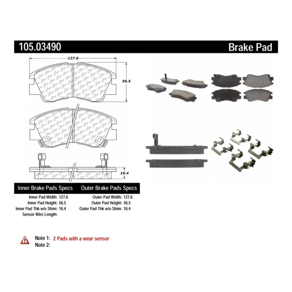 Centric Posi Quiet™ Ceramic Front Disc Brake Pads 105.03490