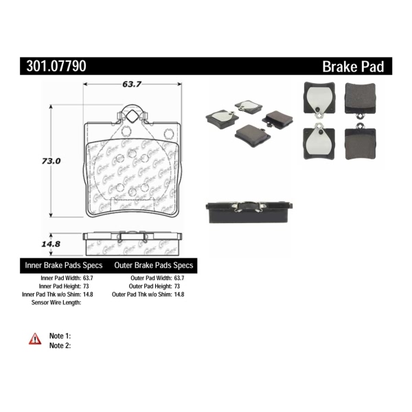 Centric Premium Ceramic Rear Disc Brake Pads 301.07790