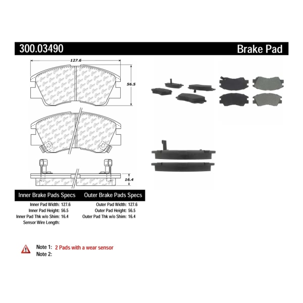 Centric Premium Semi-Metallic Front Disc Brake Pads 300.03490