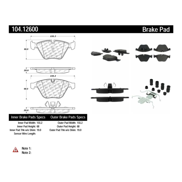 Centric Posi Quiet™ Semi-Metallic Front Disc Brake Pads 104.12600