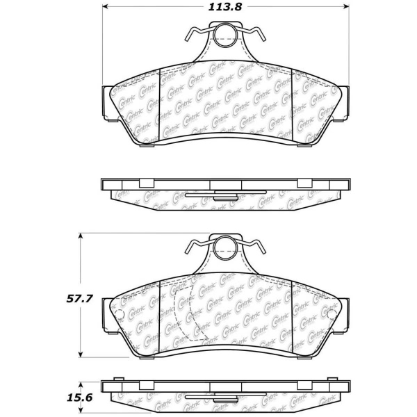 Centric Posi Quiet™ Extended Wear Semi-Metallic Rear Disc Brake Pads 106.10481