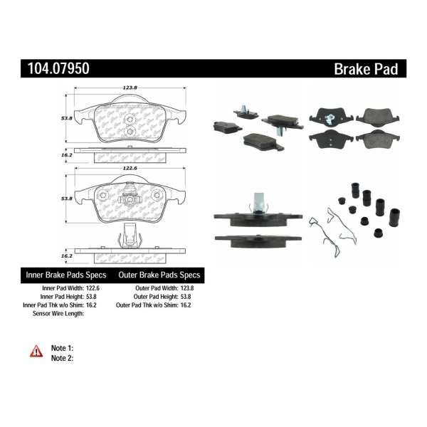Centric Posi Quiet™ Semi-Metallic Rear Disc Brake Pads 104.07950