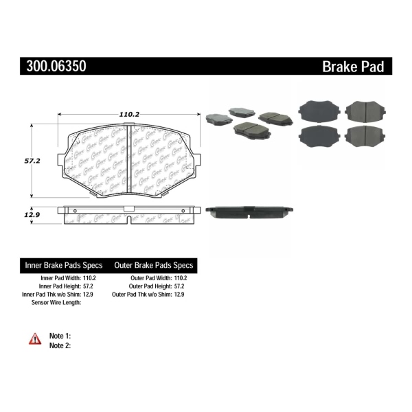 Centric Premium Semi-Metallic Front Disc Brake Pads 300.06350