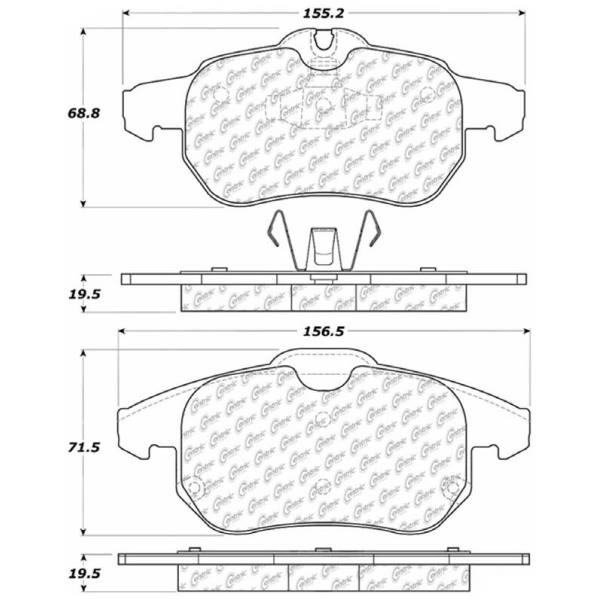 Centric Posi Quiet™ Semi-Metallic Front Disc Brake Pads 104.09721