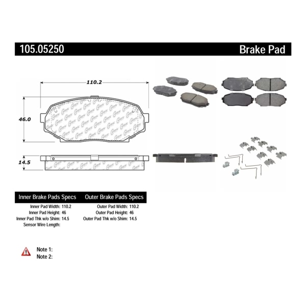 Centric Posi Quiet™ Ceramic Front Disc Brake Pads 105.05250