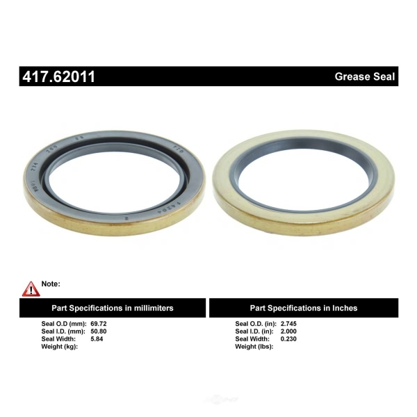 Centric Premium™ Front Inner Wheel Seal 417.62011