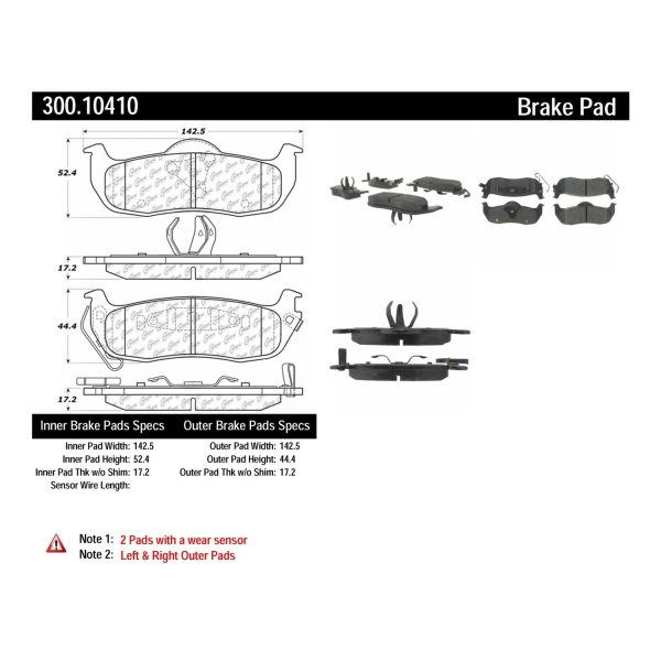 Centric Premium™ Semi-Metallic Brake Pads With Shims And Hardware 300.10410