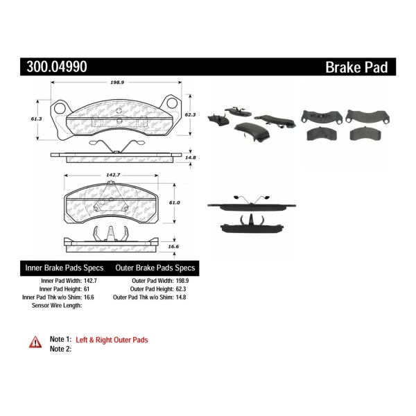 Centric Premium Semi-Metallic Front Disc Brake Pads 300.04990