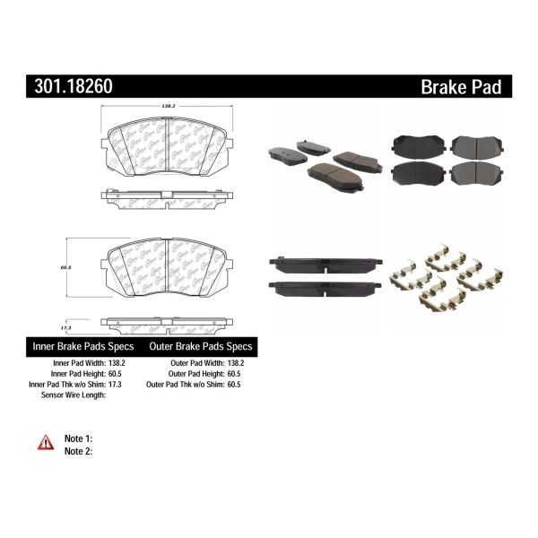 Centric Premium Ceramic Front Disc Brake Pads 301.18260