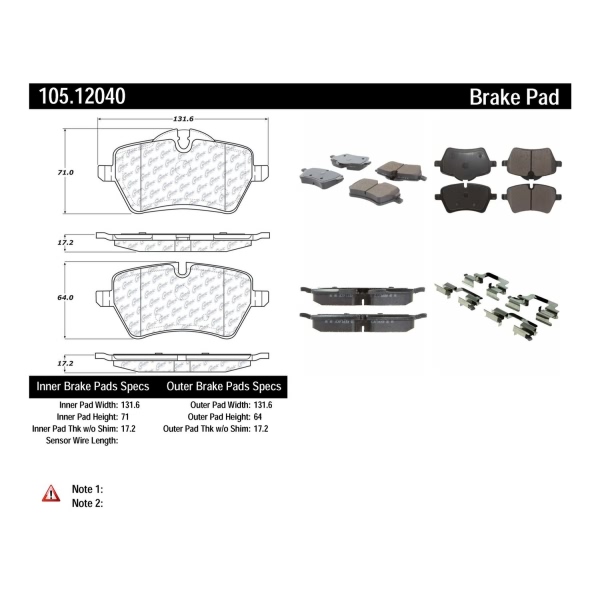 Centric Posi Quiet™ Ceramic Front Disc Brake Pads 105.12040