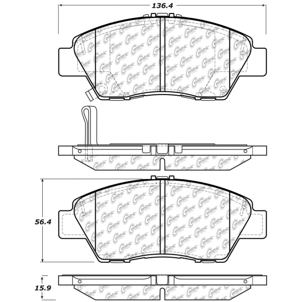 Centric Premium Ceramic Front Disc Brake Pads 301.13940