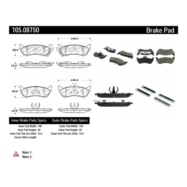 Centric Posi Quiet™ Ceramic Rear Disc Brake Pads 105.08750