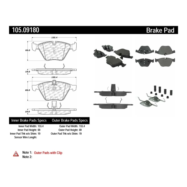 Centric Posi Quiet™ Ceramic Front Disc Brake Pads 105.09180