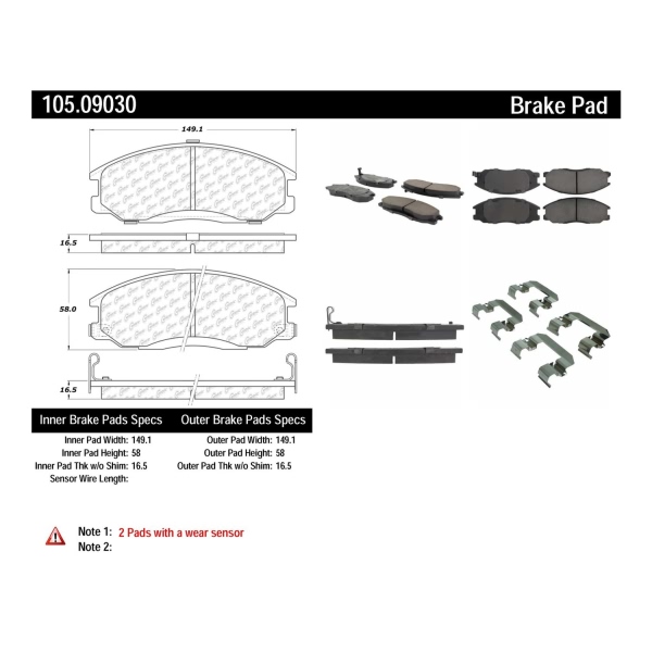Centric Posi Quiet™ Ceramic Front Disc Brake Pads 105.09030