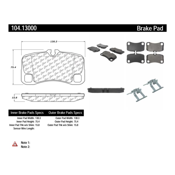 Centric Posi Quiet™ Semi-Metallic Rear Disc Brake Pads 104.13000