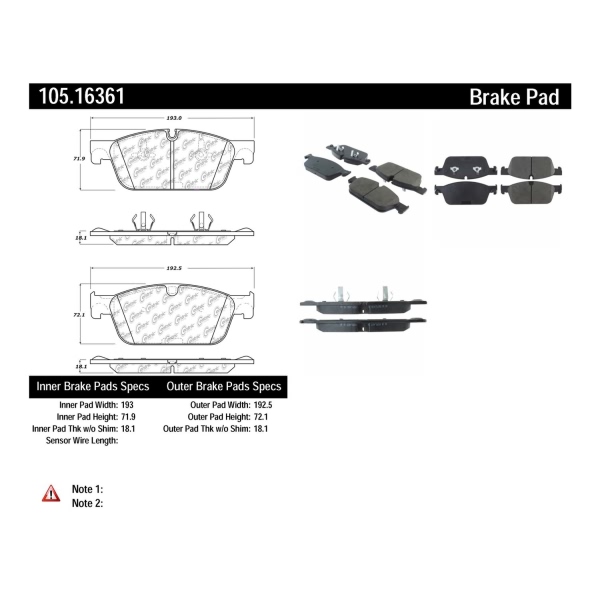 Centric Posi Quiet™ Ceramic Rear Disc Brake Pads 105.16361