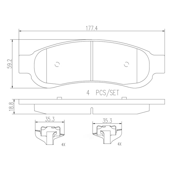 brembo Premium Ceramic Rear Disc Brake Pads P24117N